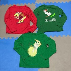 Kids christmas Themed Long Sleeve Shirts - Red and Green size 8 (medium)